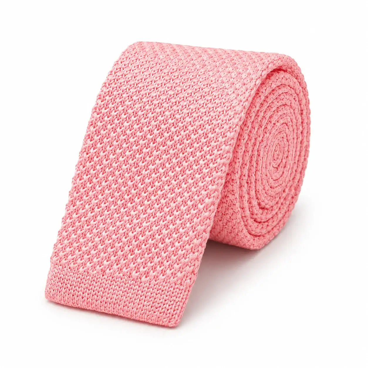 Cravate tricot homme rose saumon unie en microfibre, largeur 6 cm