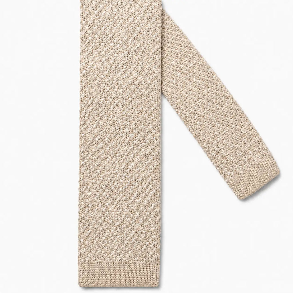 Cravate tricot beige microfibre - vue 2
