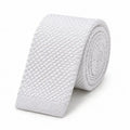 Cravate tricot homme blanche unie en microfibre, largeur 6 cm