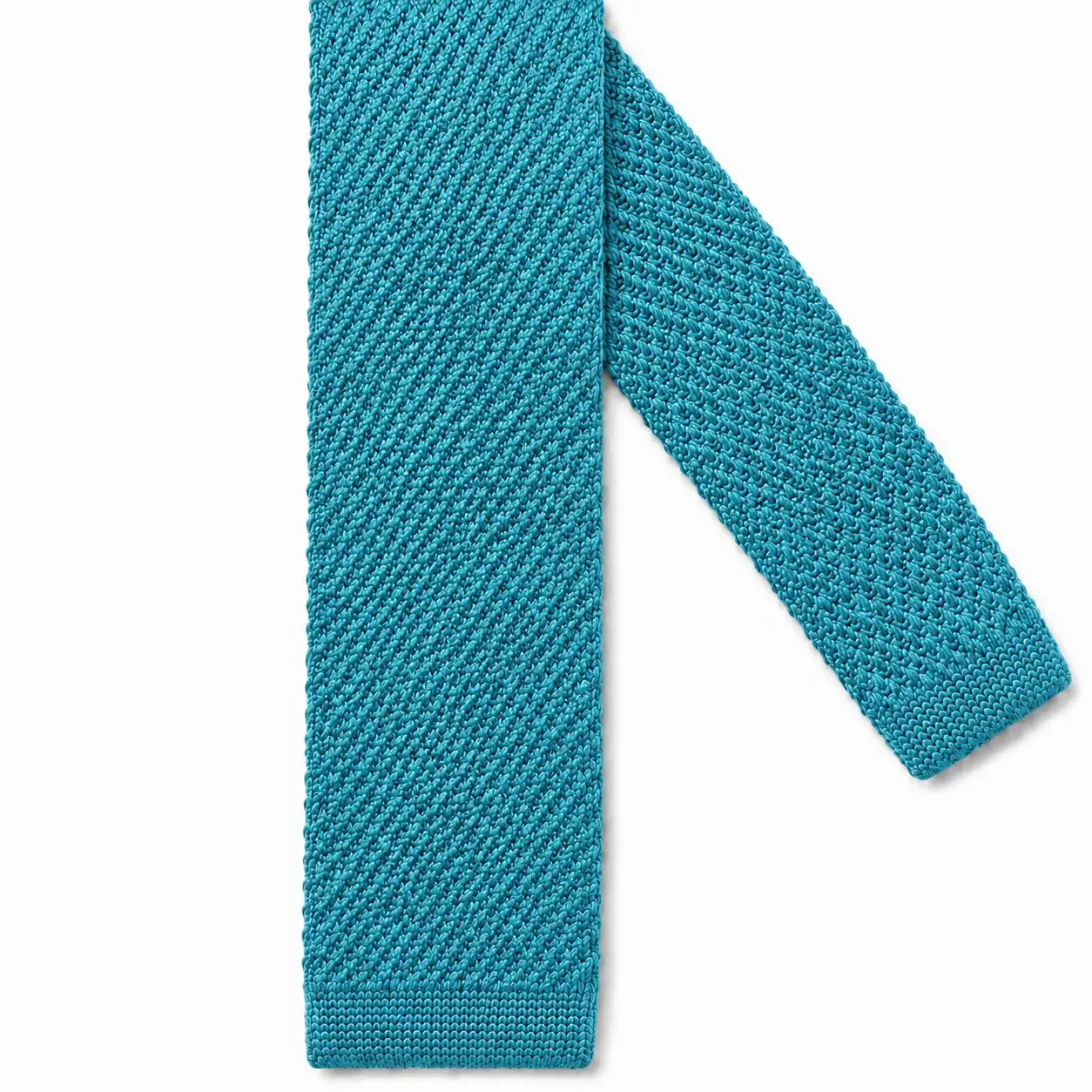 Cravate tricot bleu canard microfibre - vue 2
