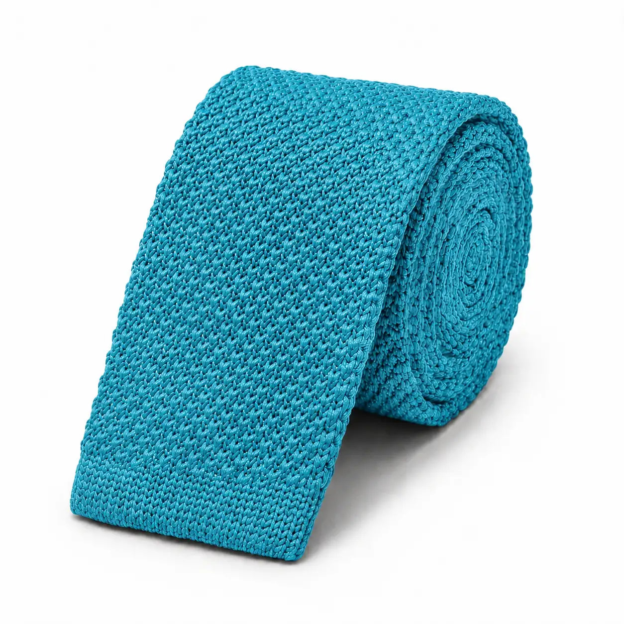 Cravate tricot homme bleu canard unie en microfibre, largeur 6 cm