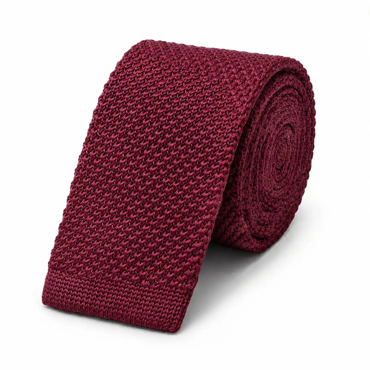 Cravate tricot homme bordeaux unie en microfibre, largeur 6 cm