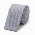 Cravate tricot homme gris clair unie en microfibre, largeur 6 cm