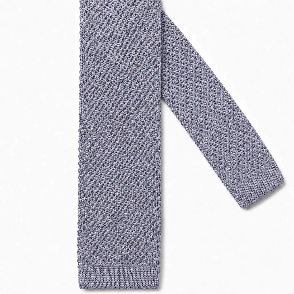 Cravate tricot gris microfibre - vue 2
