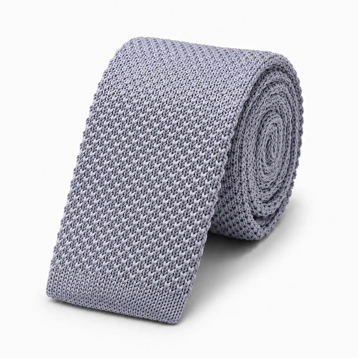 Cravate tricot homme gris unie en microfibre, largeur 6 cm