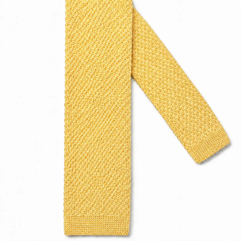 Cravate tricot jaune microfibre - vue 2