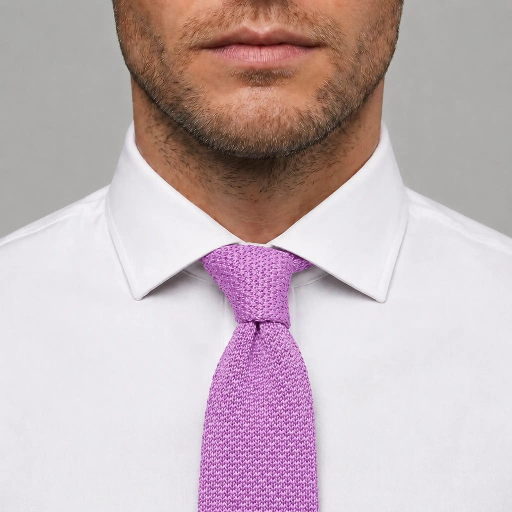 Cravate tricot lilas microfibre - vue 3