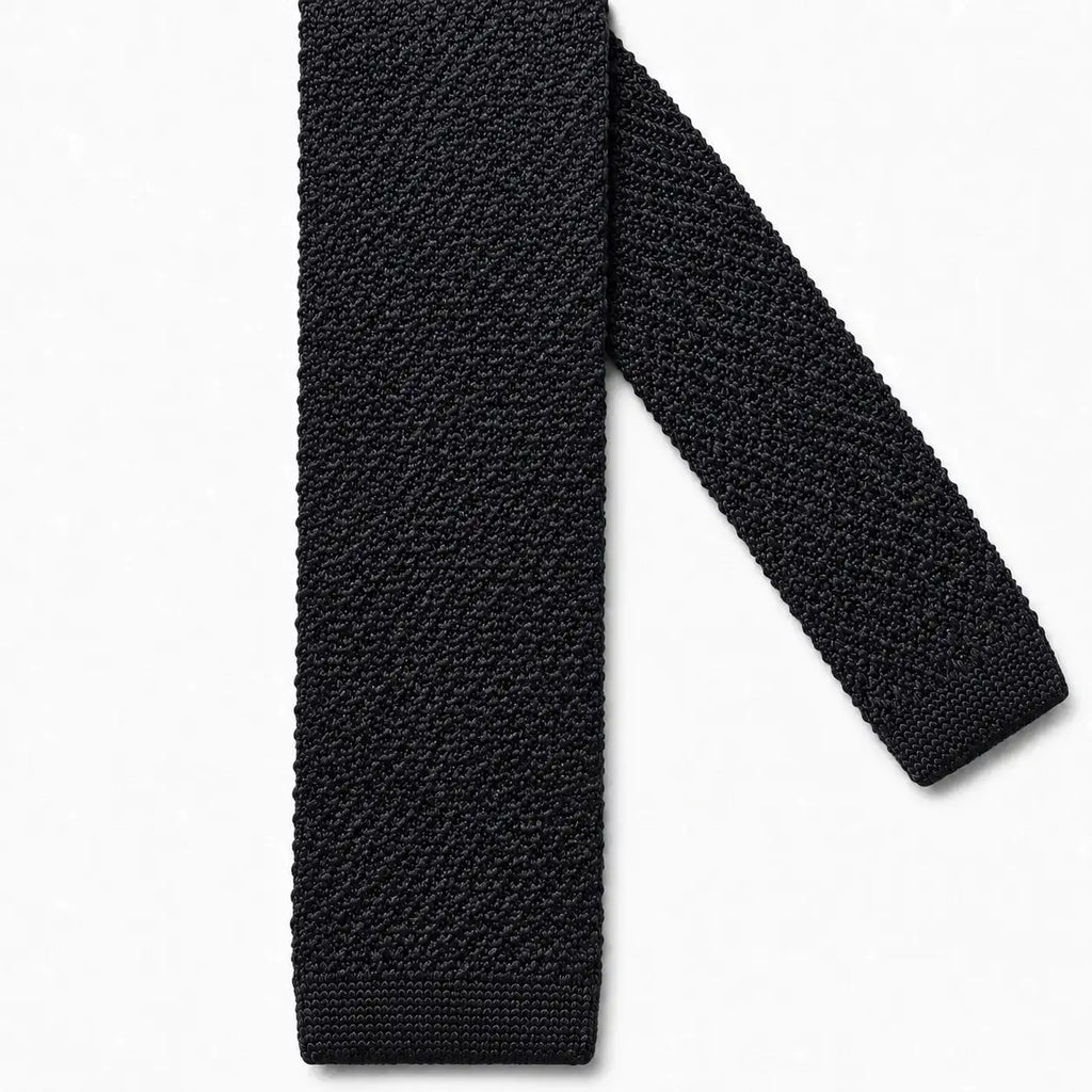 Cravate tricot noire microfibre - vue 2