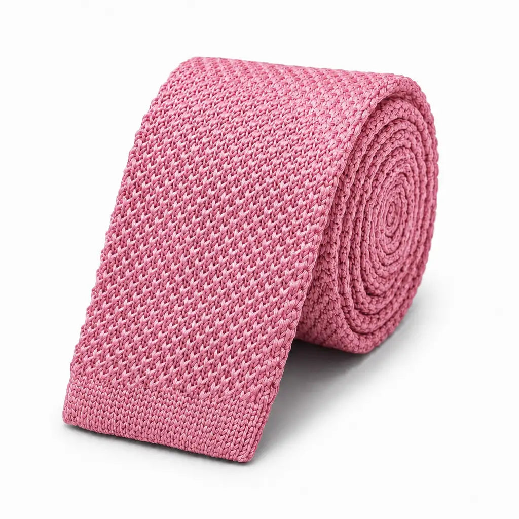 Cravate tricot homme rose buvard unie en microfibre, largeur 6 cm