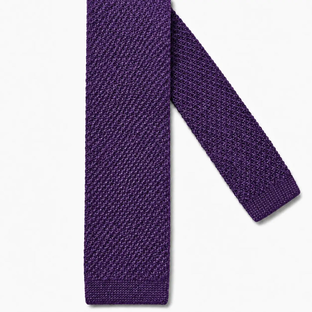Cravate tricot violet prune microfibre - vue 2