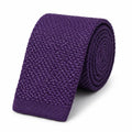 Cravate tricot homme violet prune unie en microfibre, largeur 6 cm