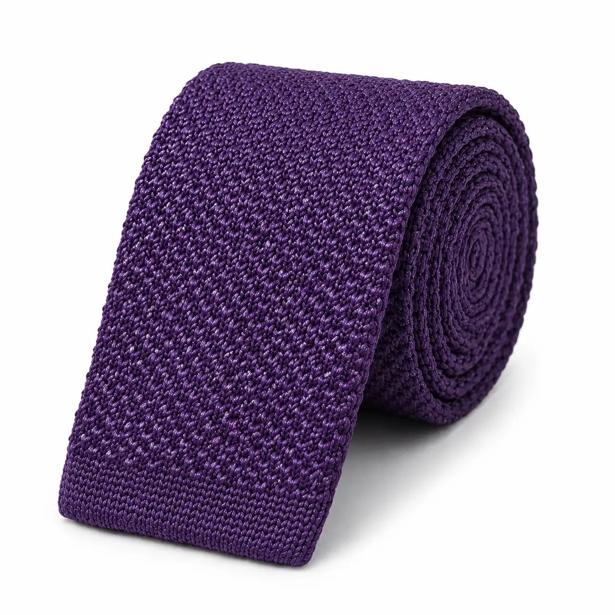 Cravate tricot homme violet prune unie en microfibre, largeur 6 cm