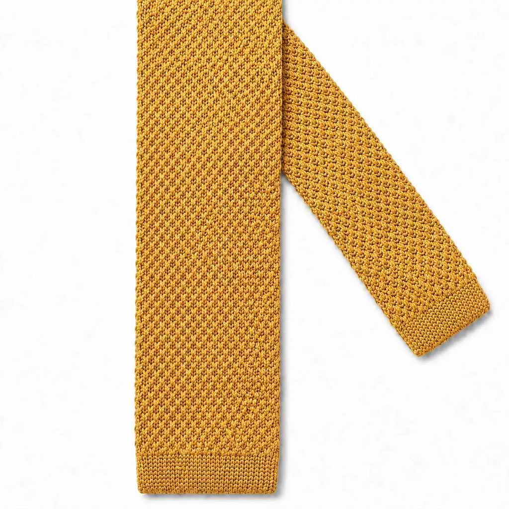 Cravate tricot moutarde microfibre - vue 2