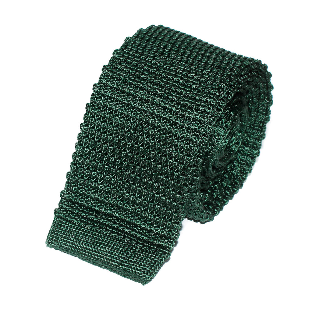 Cravate Tricot Verte Unie en Soie