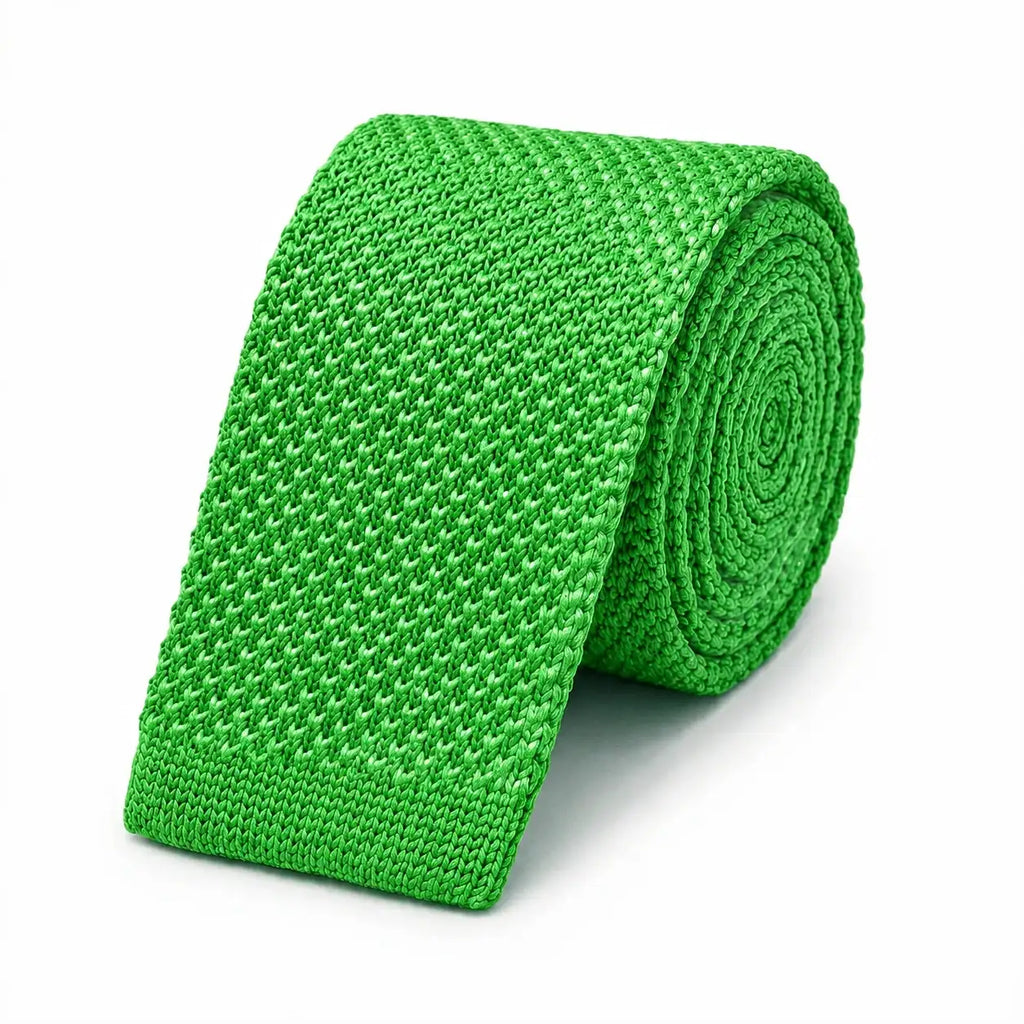 Cravate tricot verte microfibre - vue 2