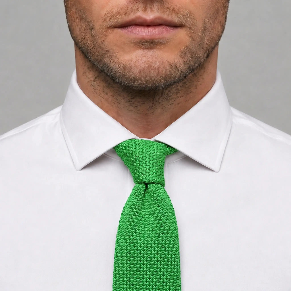 Cravate tricot verte microfibre - vue 3