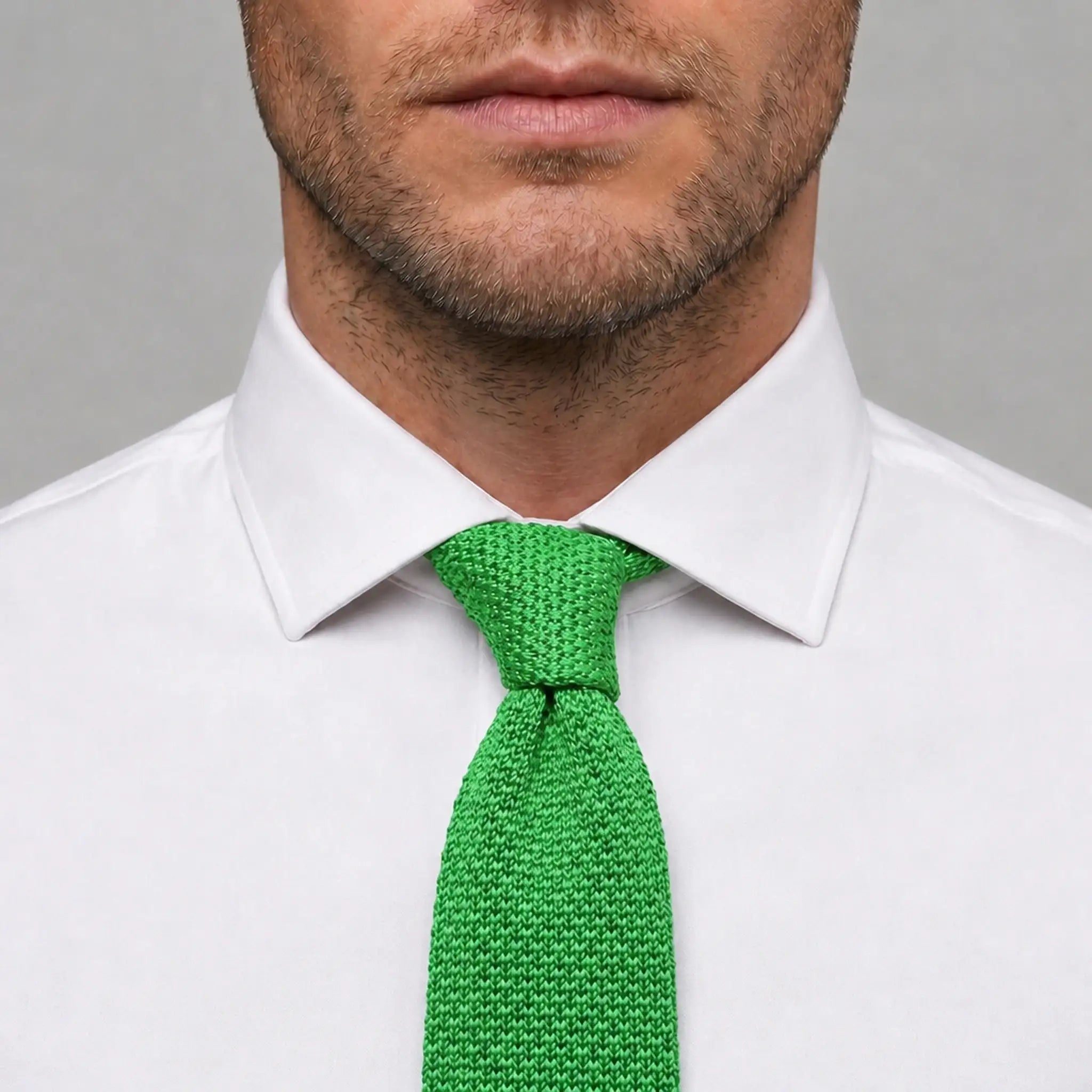 Cravate tricot verte microfibre - vue 3