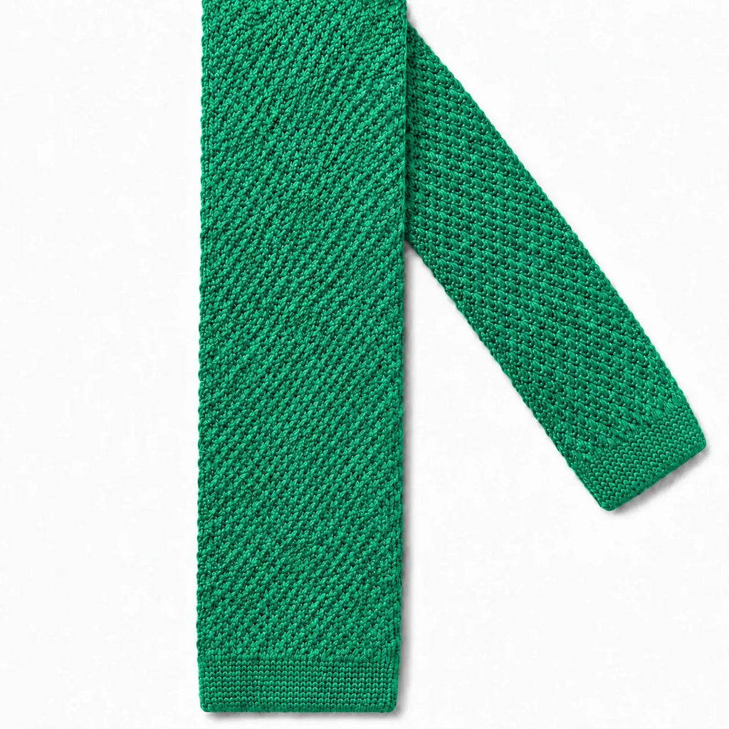 Cravate tricot verte microfibre - vue 2