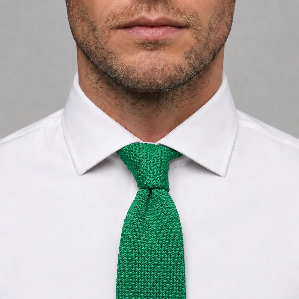 Cravate tricot verte microfibre - vue 3