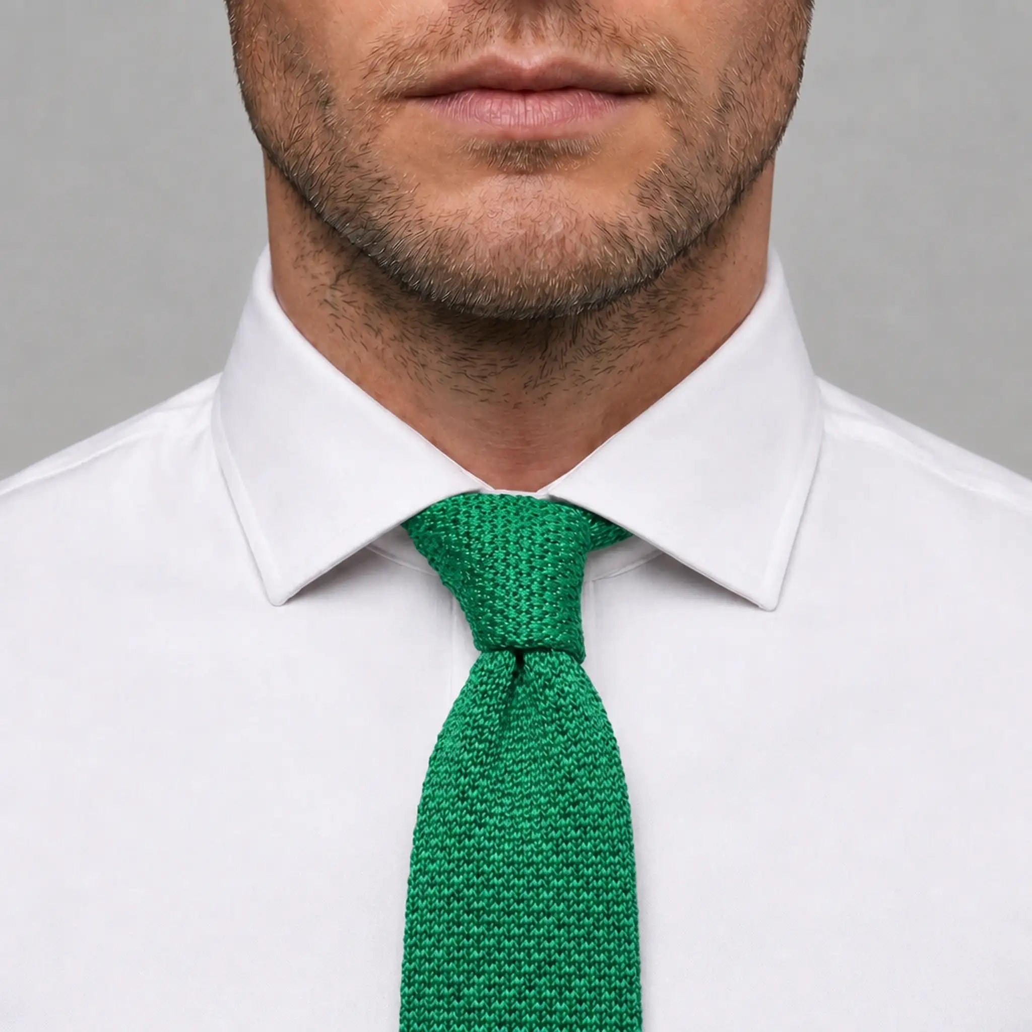 Cravate tricot verte microfibre - vue 3