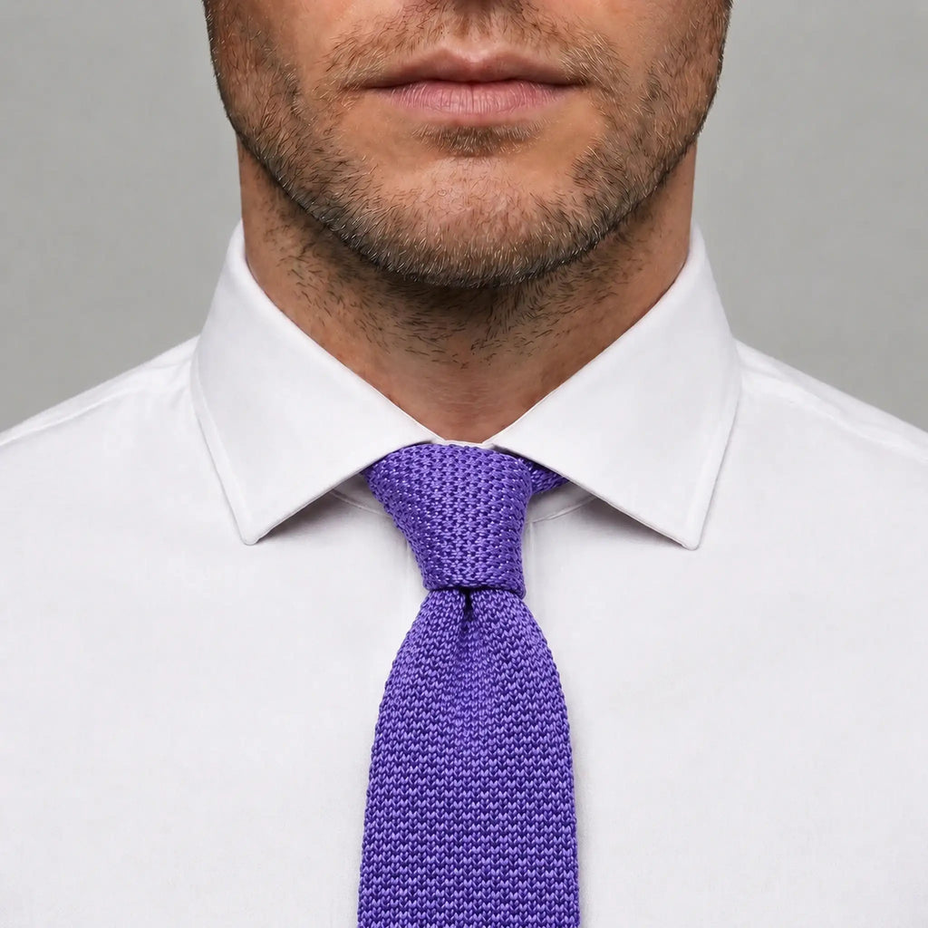 Cravate tricot violette microfibre - vue 3