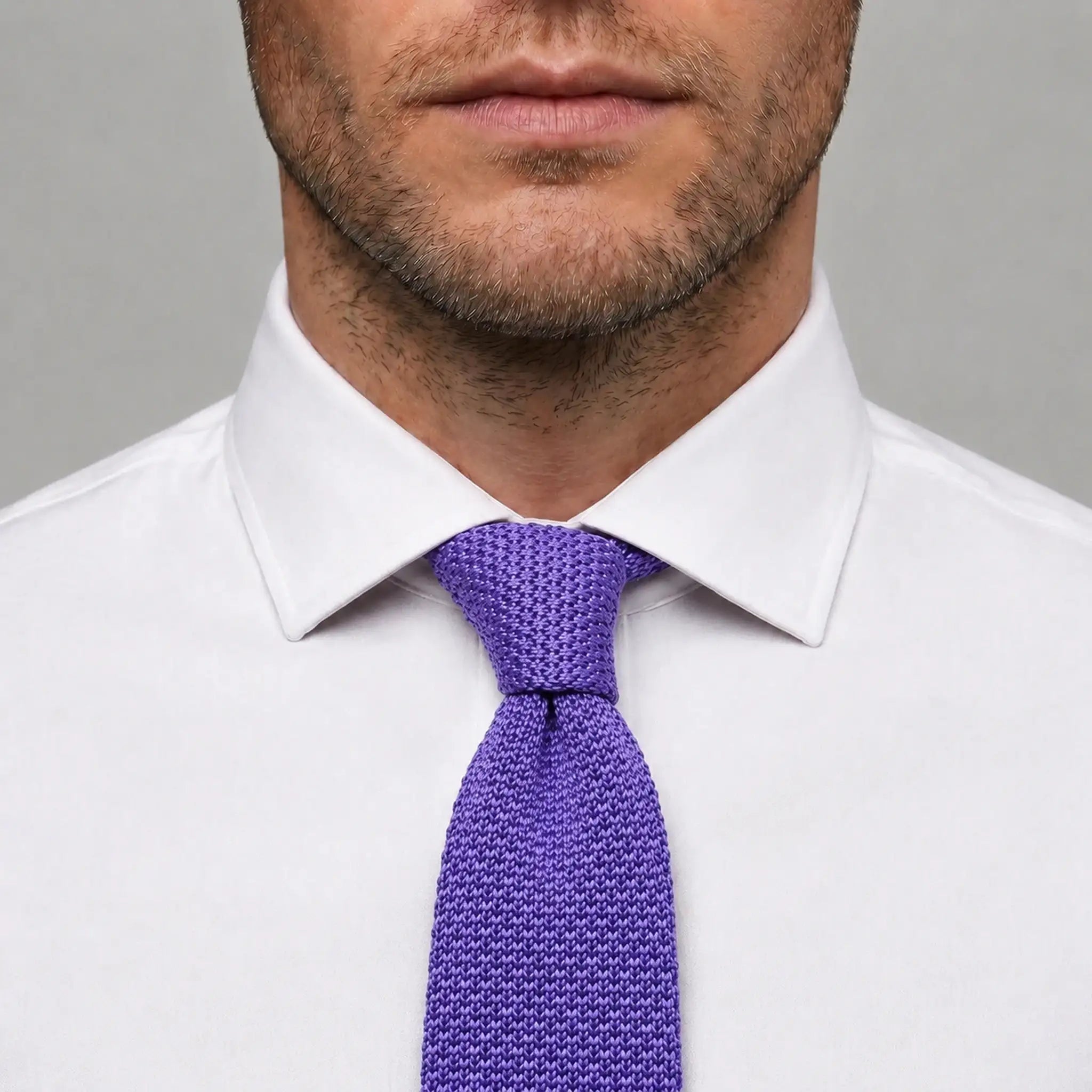 Cravate tricot violette microfibre - vue 3