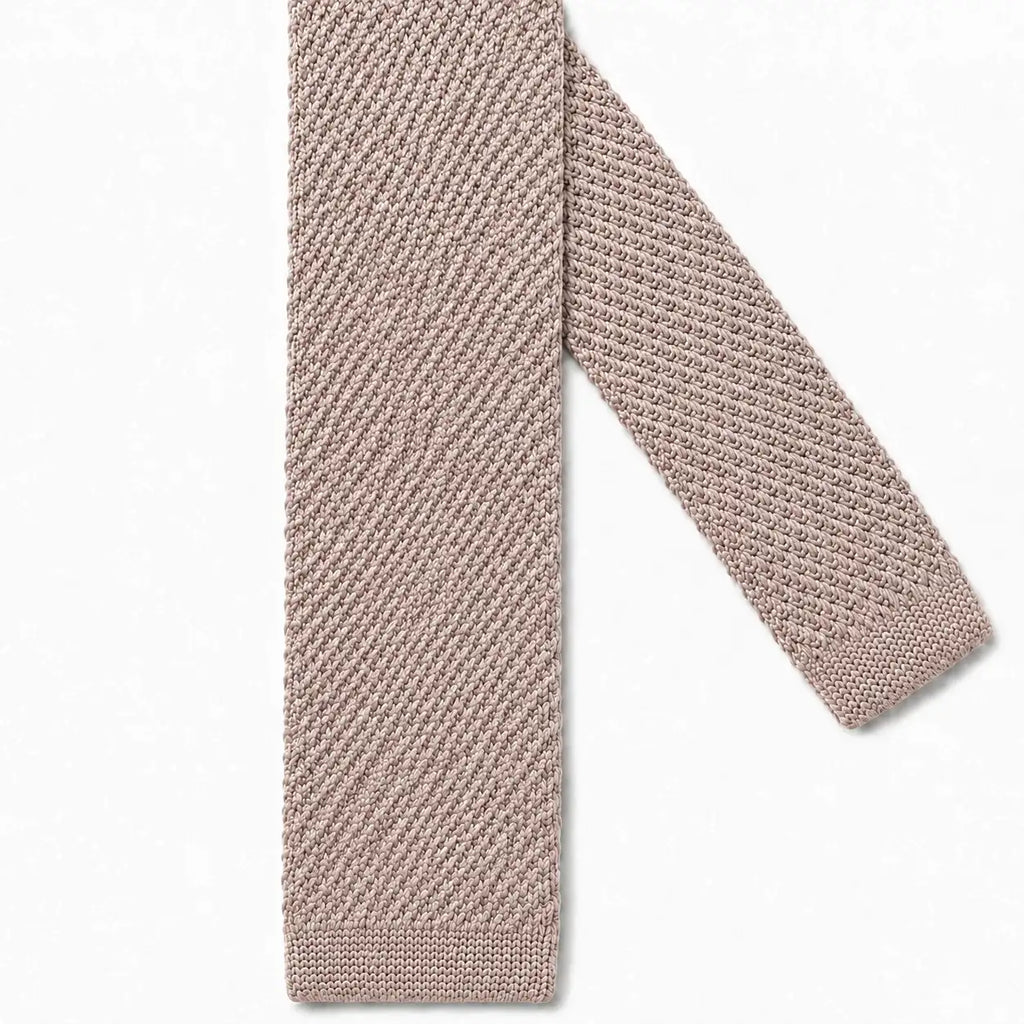 Cravate tricot beige microfibre - vue 2