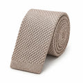 Cravate tricot homme beige unie en microfibre, largeur 6 cm