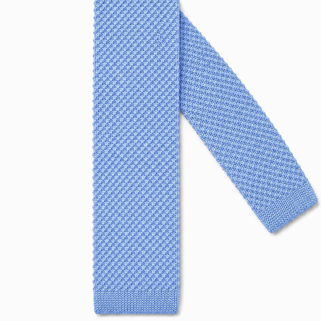 Cravate tricot bleu ciel microfibre - vue 2