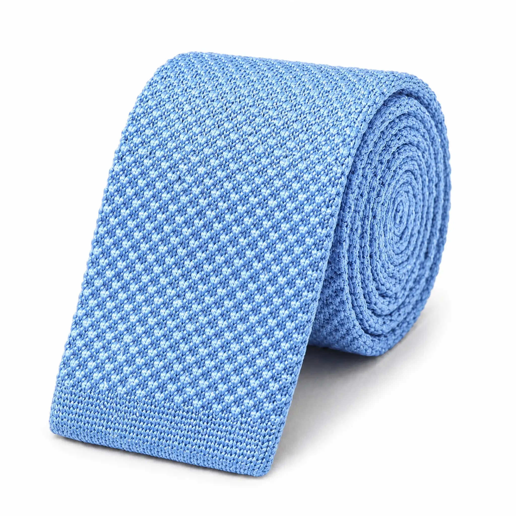 Cravate tricot homme bleu ciel unie en microfibre, largeur 6 cm