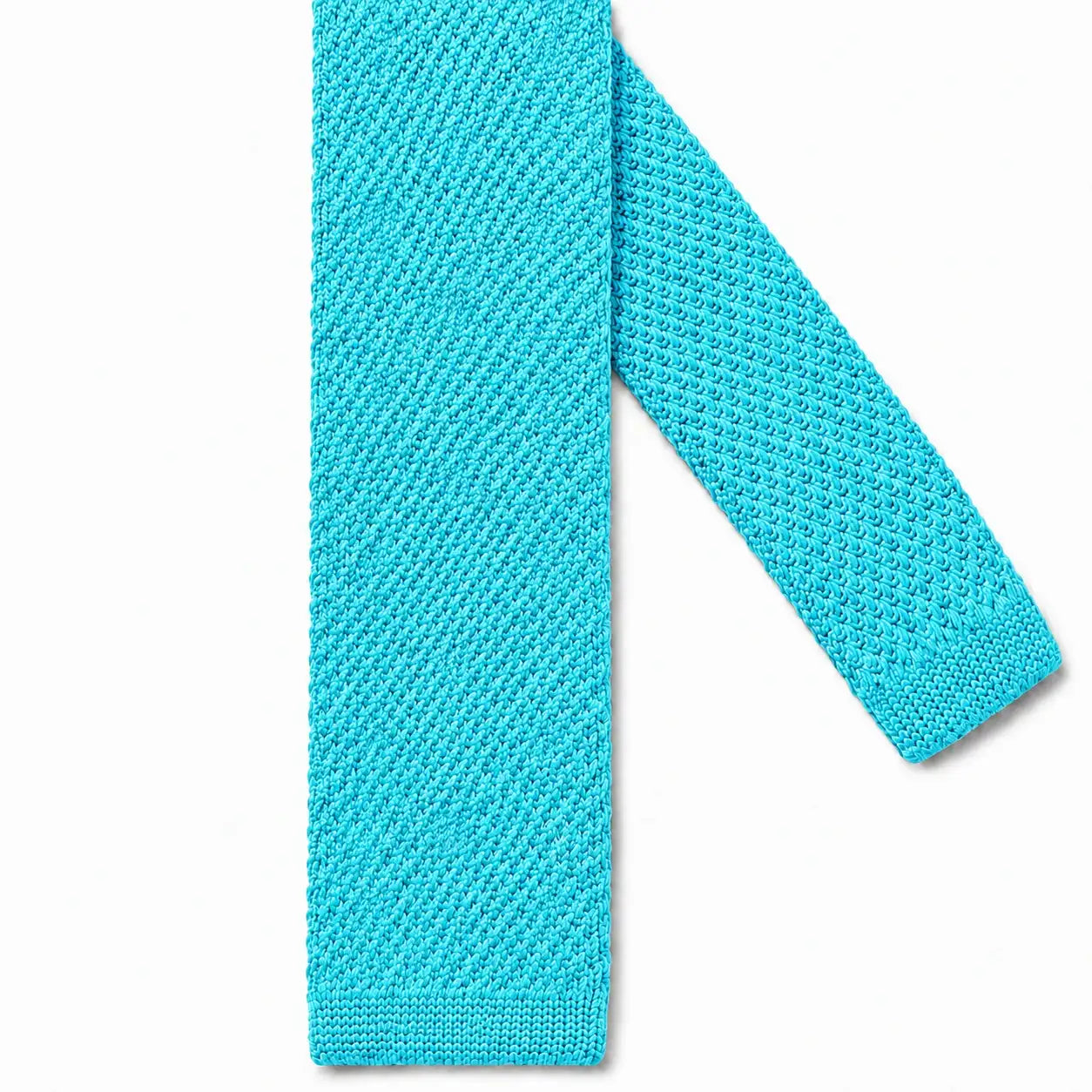 Cravate tricot bleu turquoise microfibre - vue 2