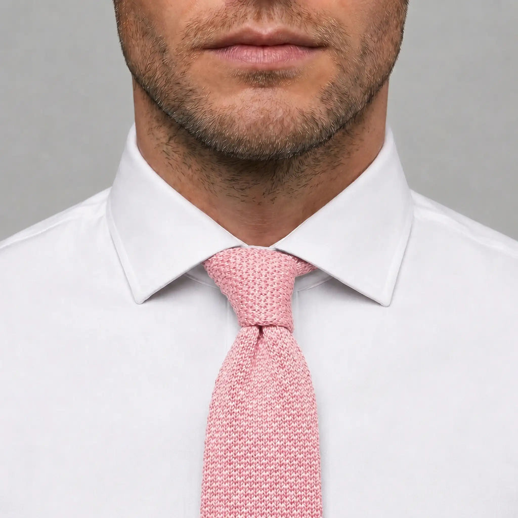 Cravate tricot rose corail microfibre - vue 3