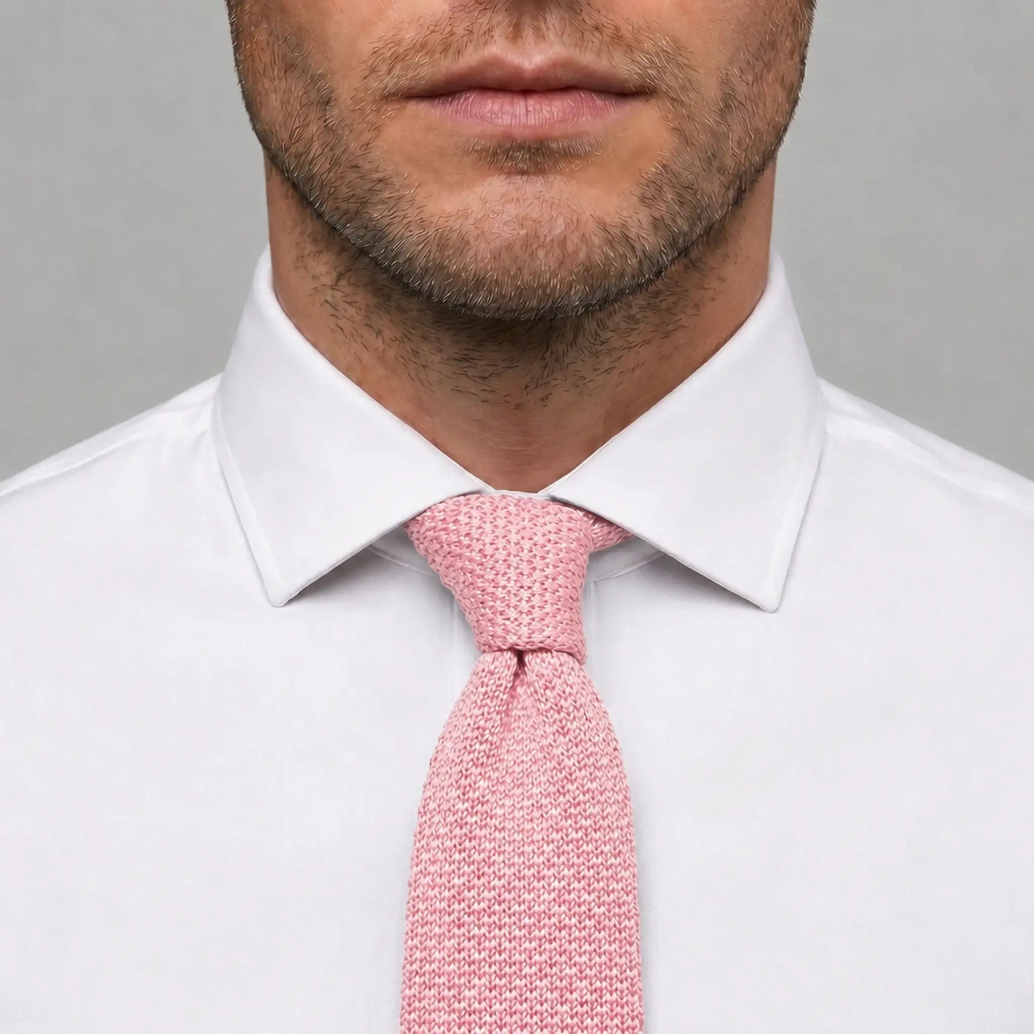 Cravate tricot rose corail microfibre - vue 3