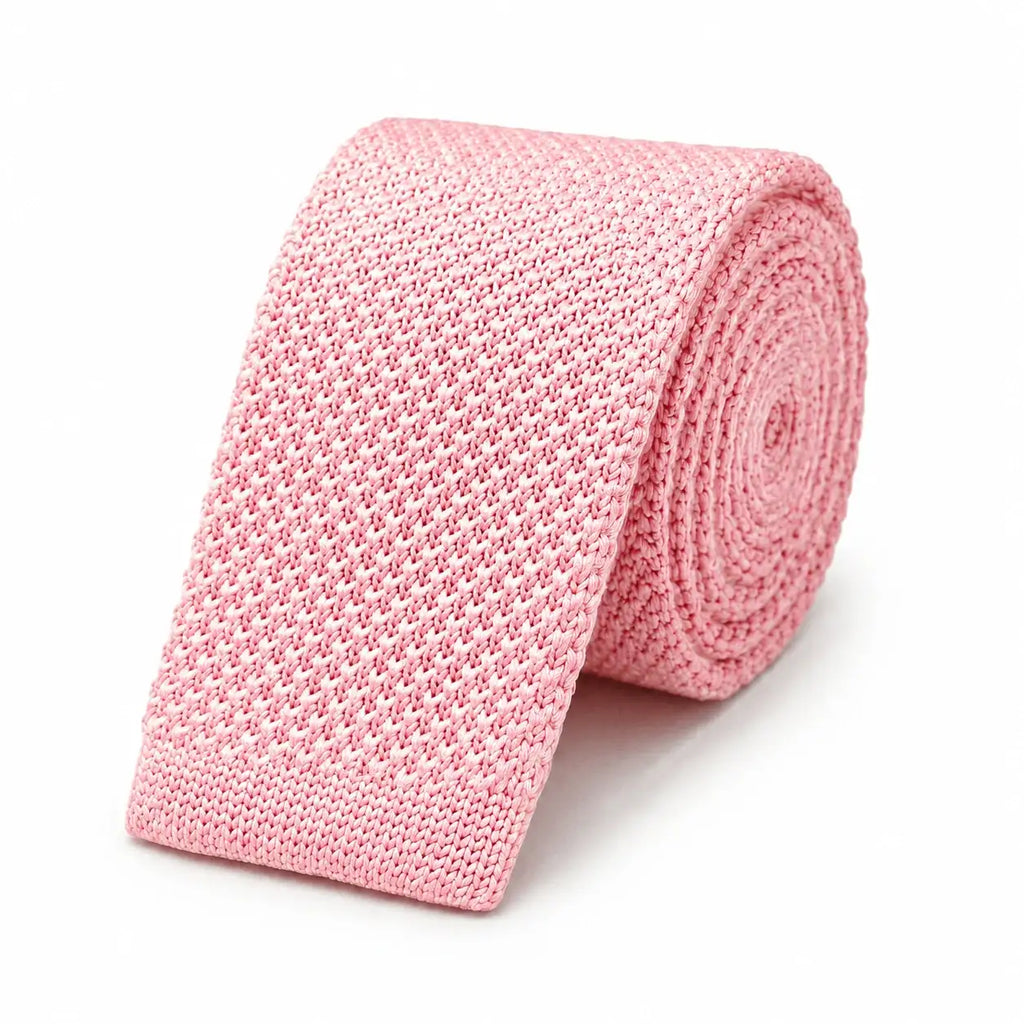 Cravate tricot homme rose corail unie en microfibre, largeur 6 cm