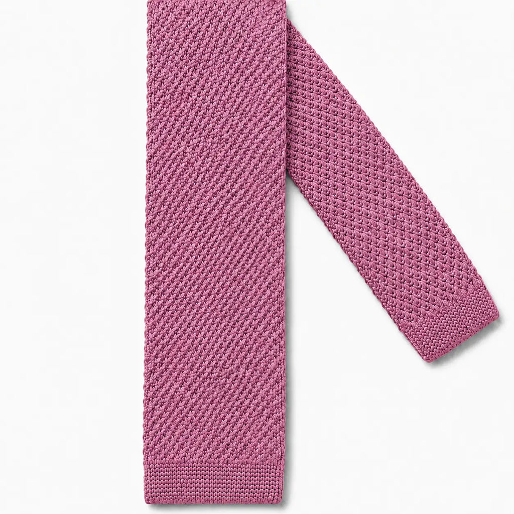 Cravate tricot rose framboise microfibre - vue 2