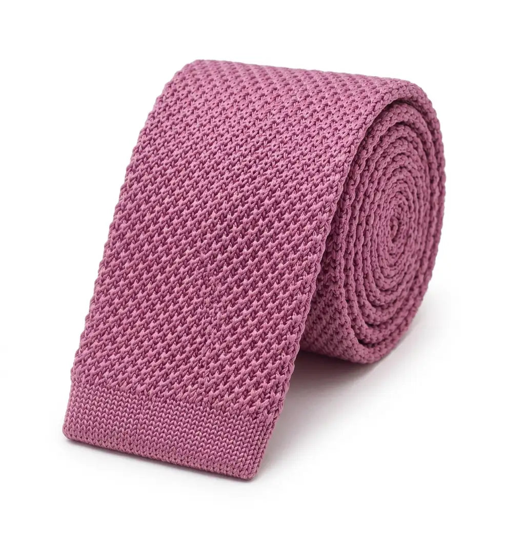 Cravate tricot homme rose framboise unie en microfibre, largeur 6 cm