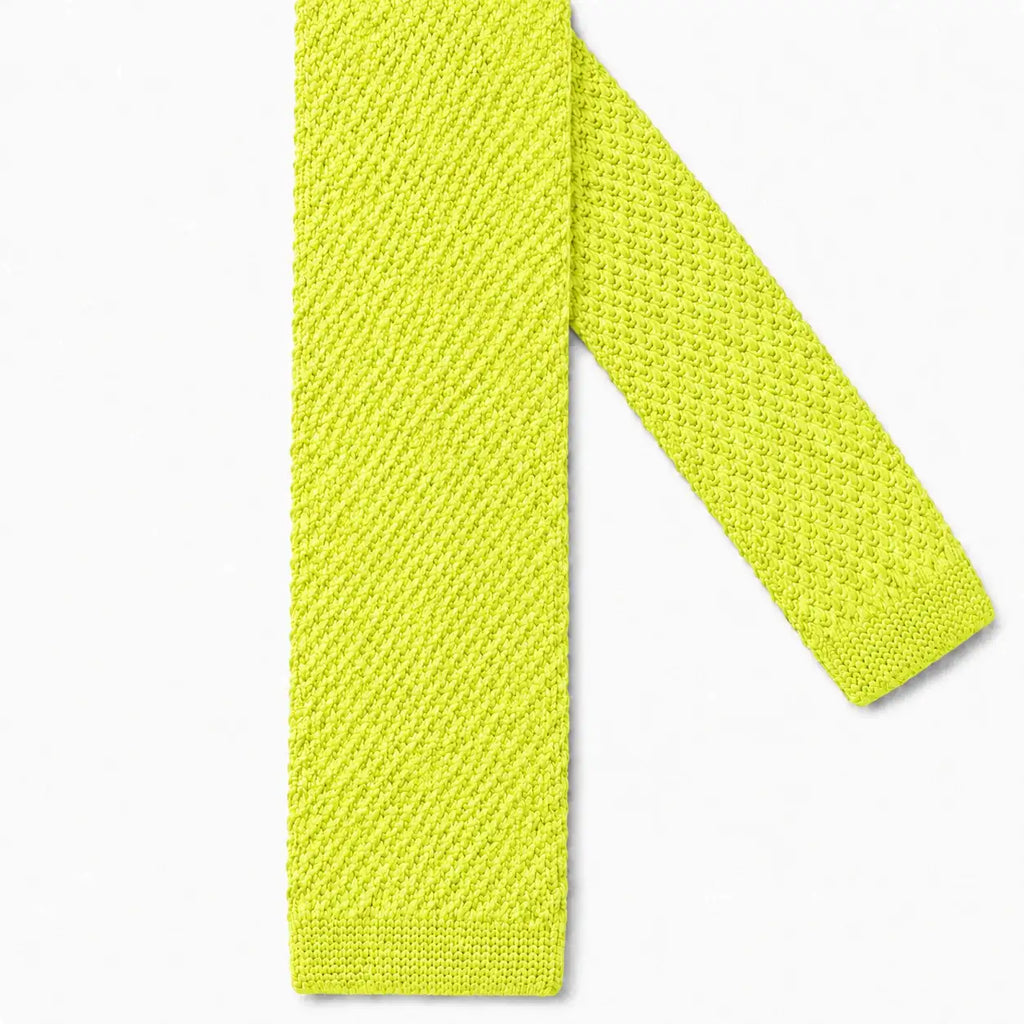 Cravate tricot jaune lime microfibre - vue 2