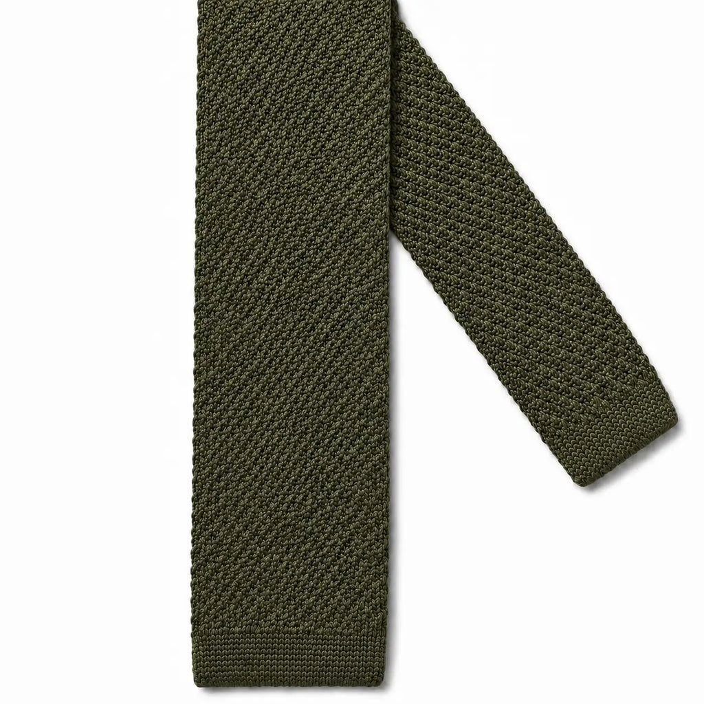 Cravate tricot vert kaki microfibre - vue 2