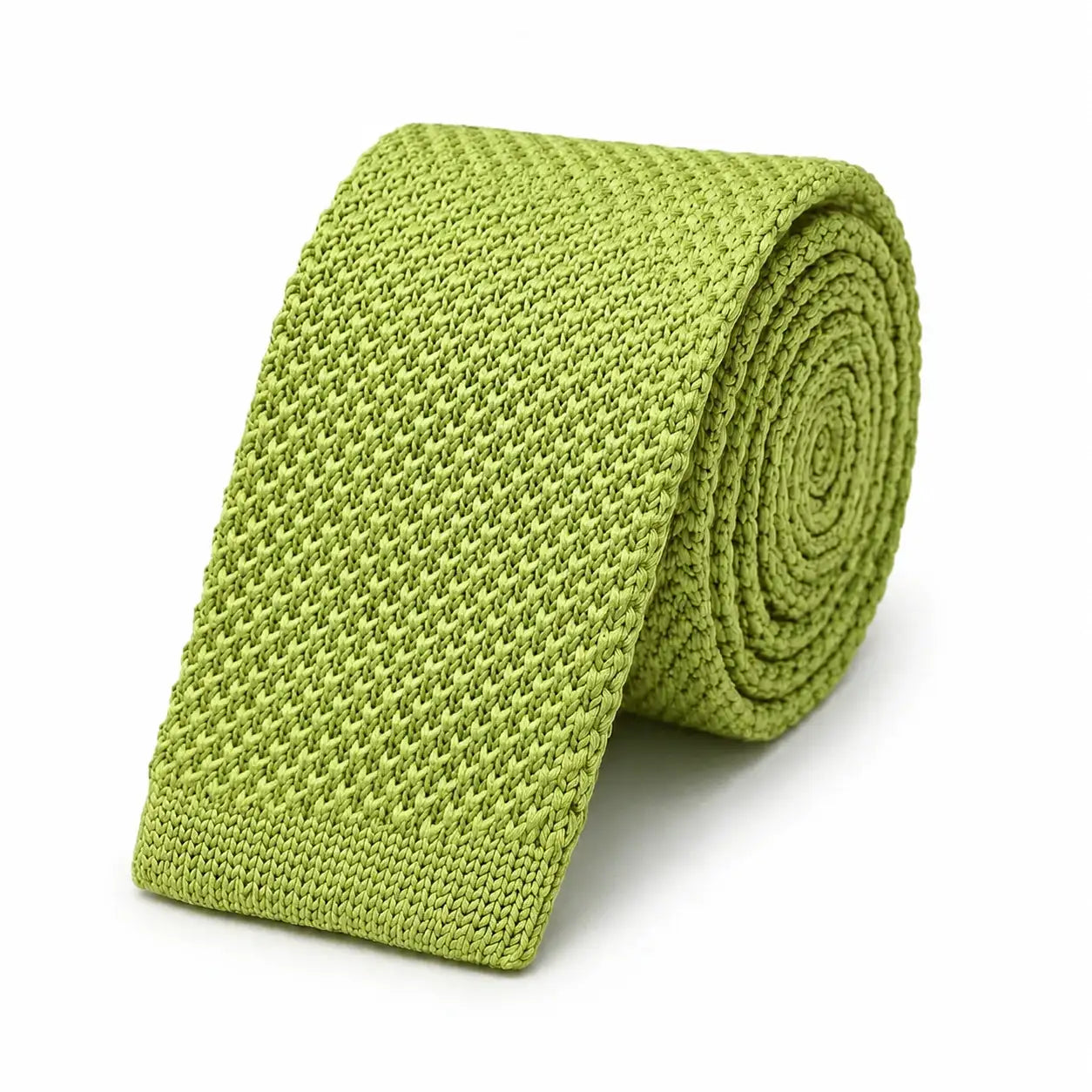 Cravate tricot homme vert anis unie en microfibre, largeur 6 cm