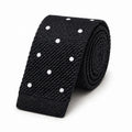 Cravate en Tricot Noire à Pois Blanc - Maille Texturée à Bout Carré