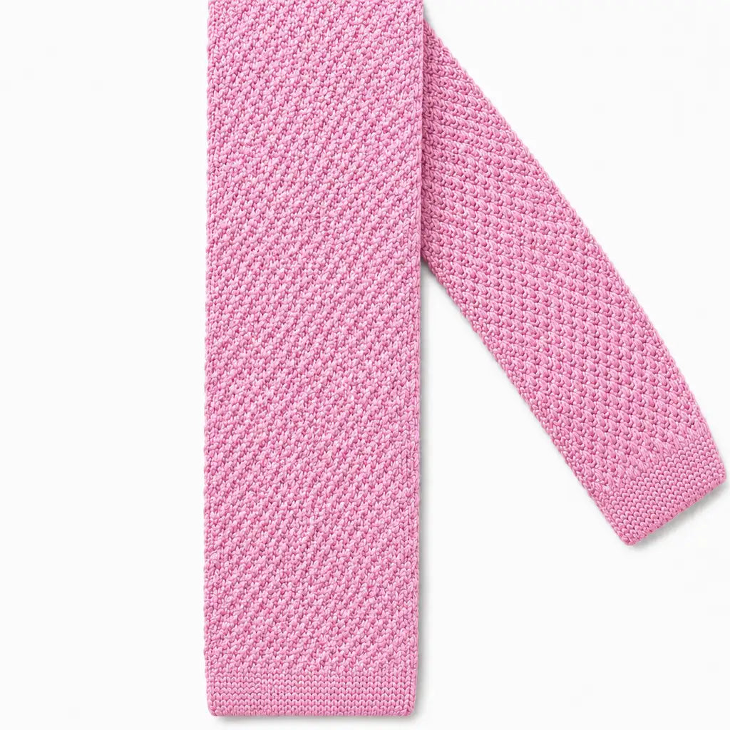 Cravate tricot rose pastel microfibre - vue 2