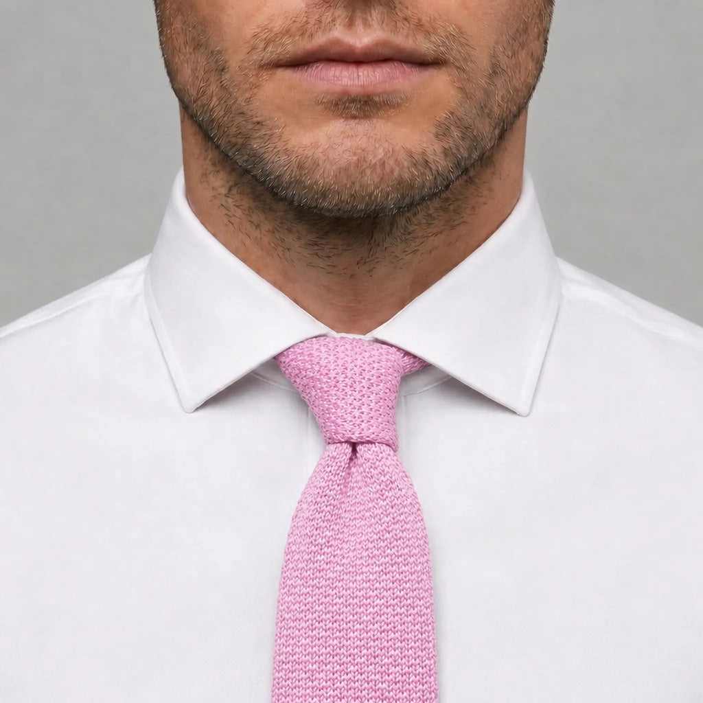 Cravate tricot rose pastel microfibre - vue 3