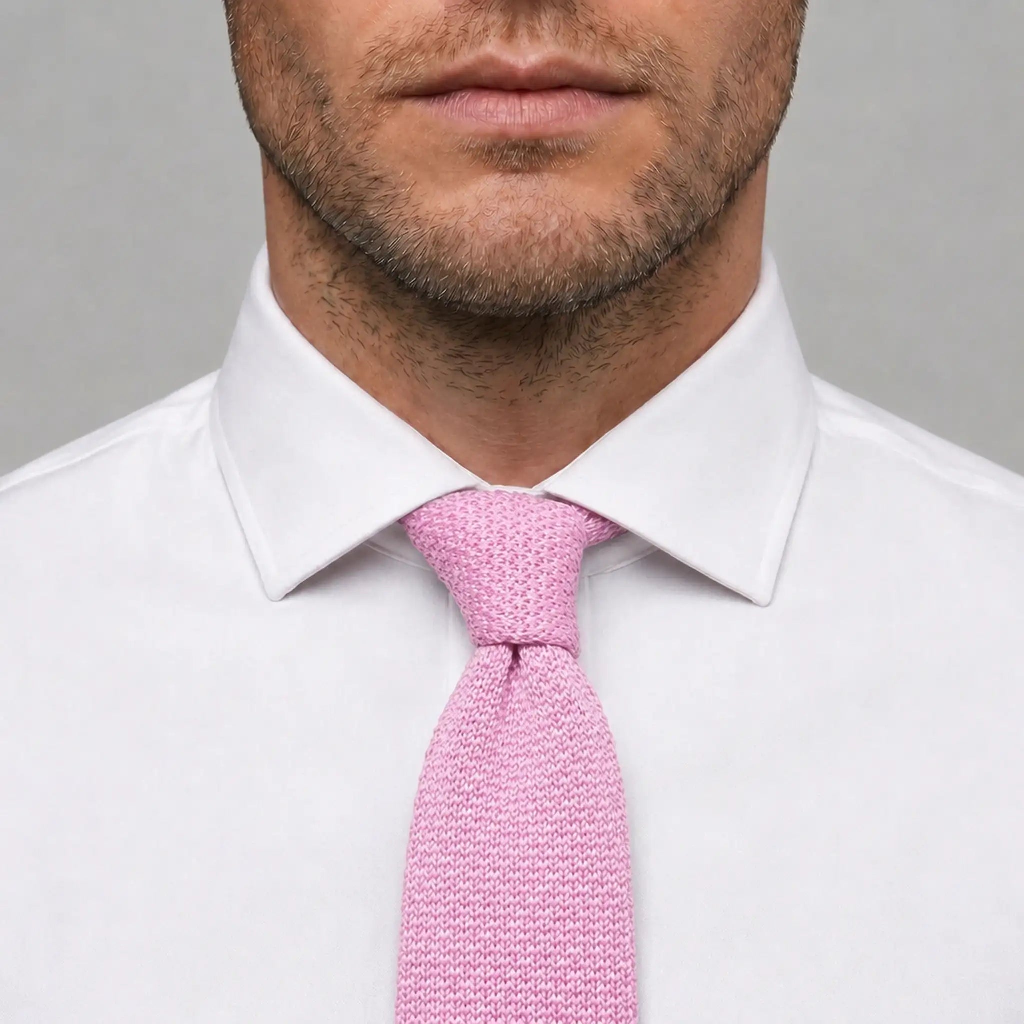 Cravate tricot rose pastel microfibre - vue 3