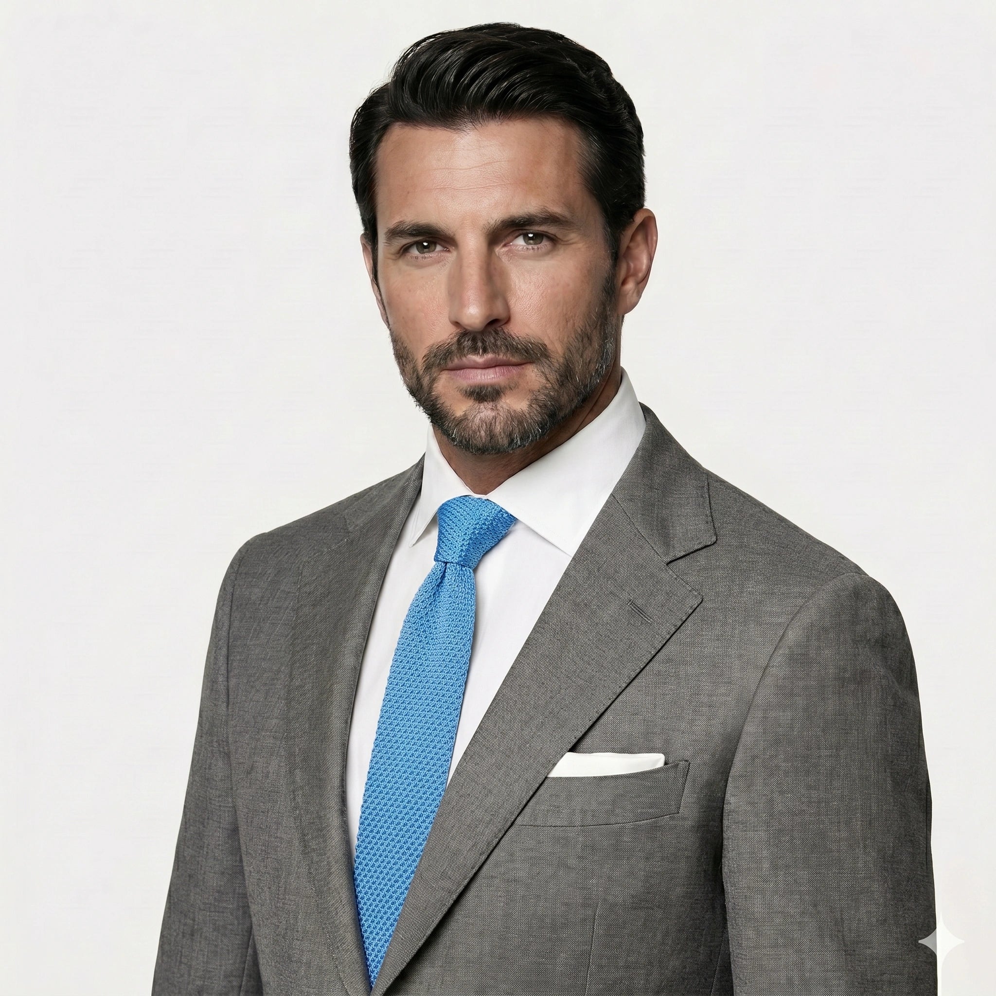 Cravate en Tricot Bleu Ciel pour Homme - Maille Texturée à Bout Carré