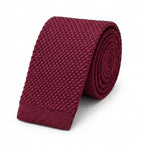 Cravate en Tricot Bordeaux - Maille Texturée à Bout Carré