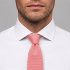 Cravate en Tricot Rose Corail - Maille Texturée Unie pour Homme