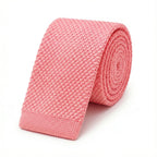Cravate en Tricot Rose Corail - Maille Texturée Unie pour Homme