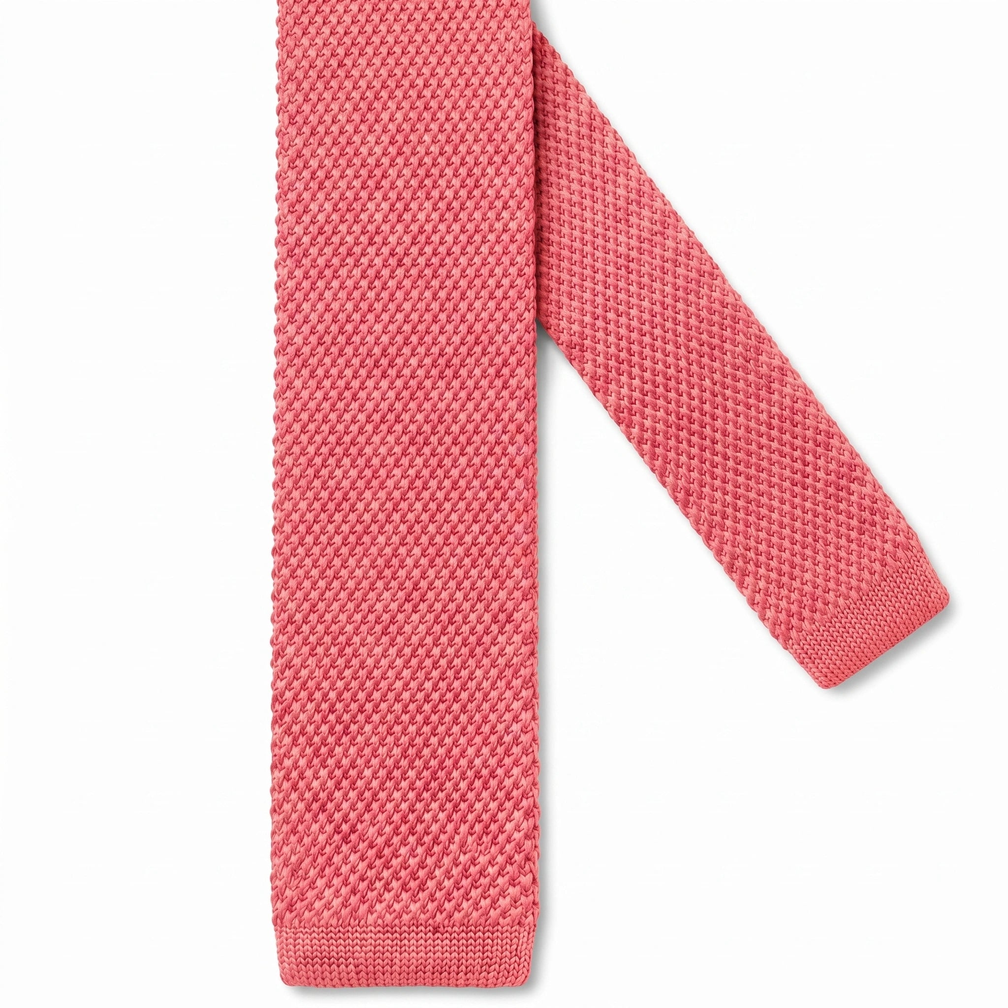 Cravate en Tricot Rose Corail - Maille Texturée Unie pour Homme