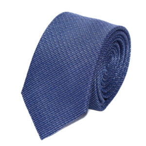 cravate homme bleu denim faux uni en soie et laine