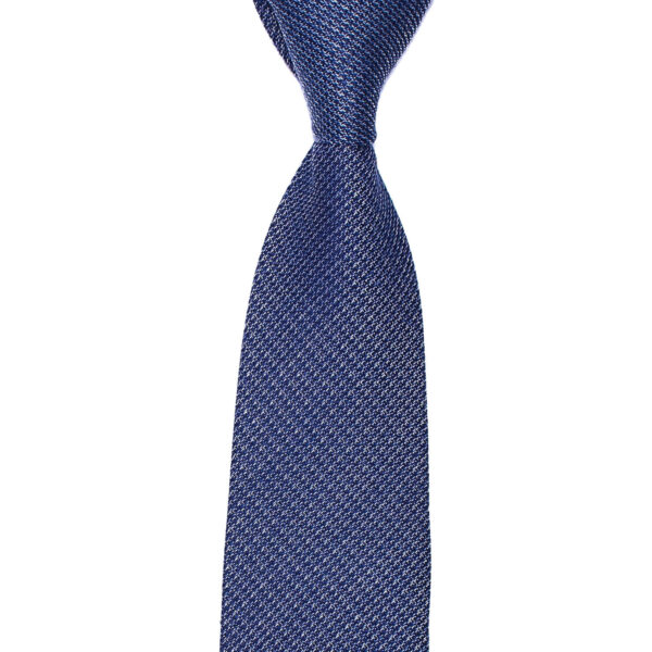 cravate homme bleu denim faux uni en soie et laine nouée